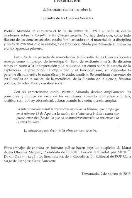 Muestra de Manuscritos Filosofía de las Ciencias Sociales